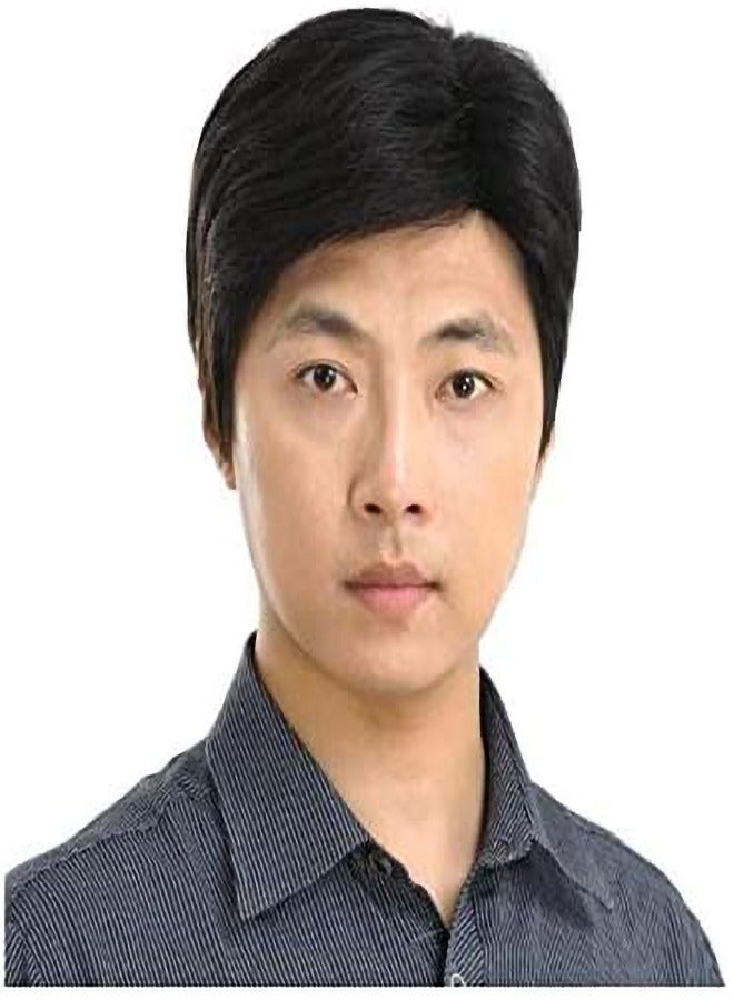 Estelle Natural Fluffy Man Wigs Middle Aged Men Short Limitation Human Hair Toupee Black No 03  - Image 2