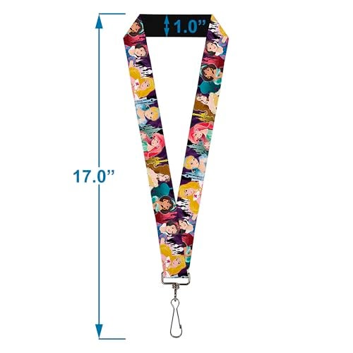 Buckle Down unisex adults Lanyard - 1.0 Disney Princess Poses/Castle Silhouettes Pur Key Chain, Multicolor, One Size US - Image 3