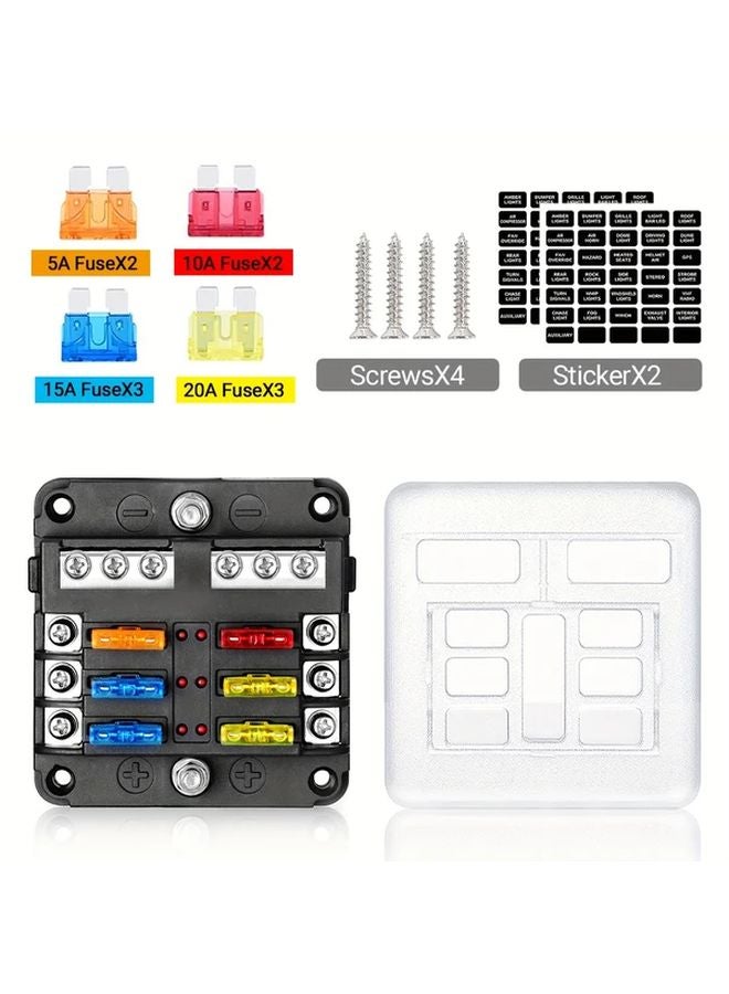 12 Way 12V 24V 100A Blade Fuse Box With LED Warning Light Copper Material For Car Boat Marine Truck - Image 3