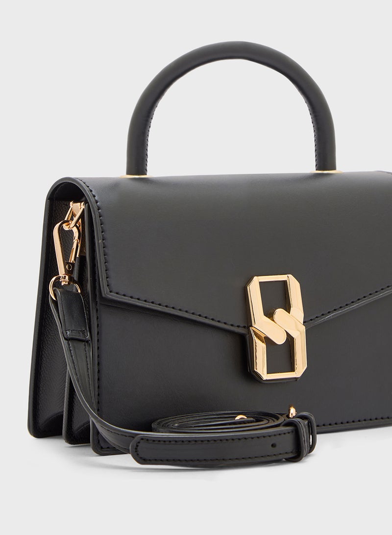ELLA Metal Trim Detail Satchel Bag - Image 4