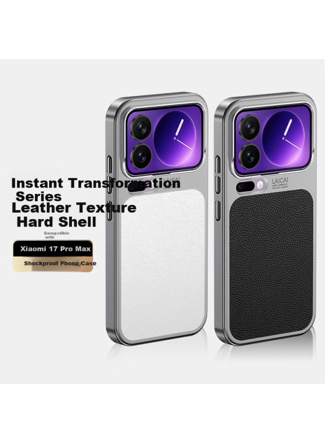 Stedfer Xiaomi 17 Pro Max Phone Case Full Coverage Shockproof Protective Shell Simple Retro Hard Case - White Litchi Texture