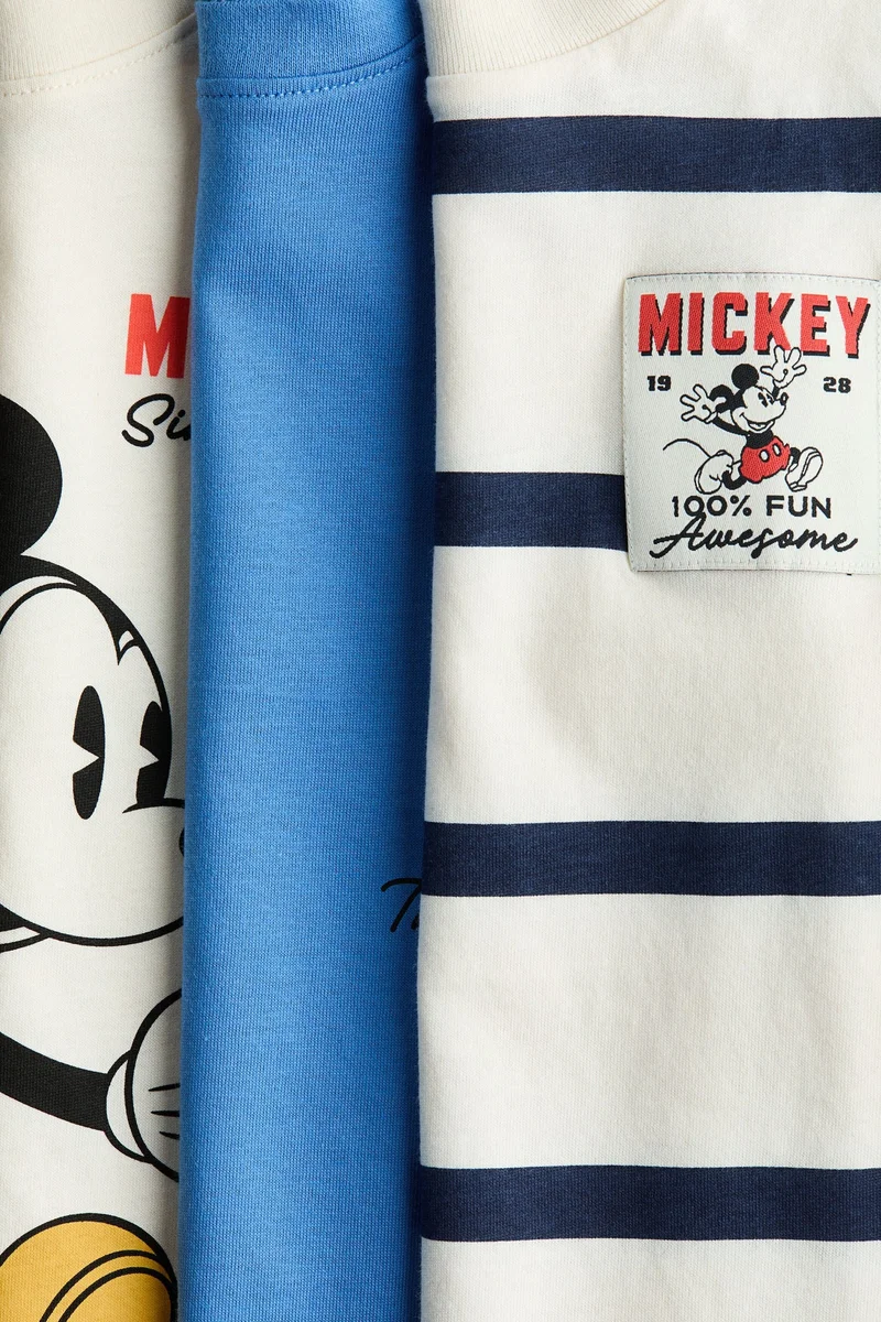 اتش اند ام تي-شيرت مزين بطبعة - عبوة من 3 قطع