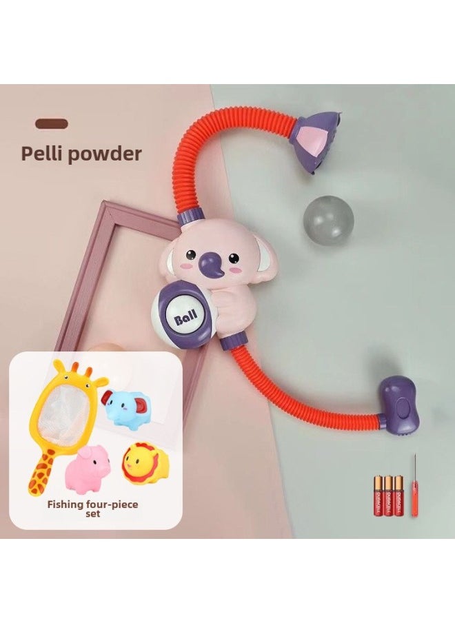 Generic - Children's Bath Toy Elephant Koala Electric Shower Sprinkler Water Sprinkling Bath Internet Red Same-Specifications:Pink Elephant Shower Battery Version + Fishing 4-piece Set - Image 1