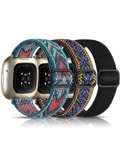 KASTWAVE Elastic Bands Compatible with Fitbit Versa 3 / Fitbit Sense, Adjustable Nylon Replacement Straps Wristband for Fitbit Versa Smart Watch for Women Men  - Image 1