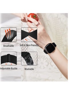 KASTWAVE Elastic Bands Compatible with Fitbit Versa 3 / Fitbit Sense, Adjustable Nylon Replacement Straps Wristband for Fitbit Versa Smart Watch for Women Men  - Image 4