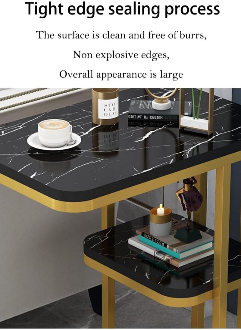 C Shaped End Table, 2-Tier Sturdy C Table with Storage Narrow Side Table for Living Room Bedroom with Metal Frame, Industrial Small Bedside Table Sofa Couch Table for Small Space