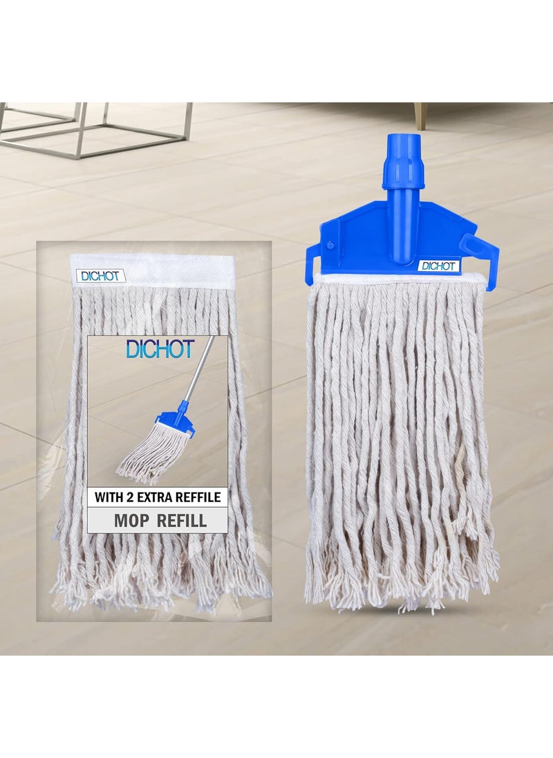 DICHOT DICHOT Wet Mop Refill 300 GM with Clip and Check Duster Cloth Blue Pack of 3  - Image 1