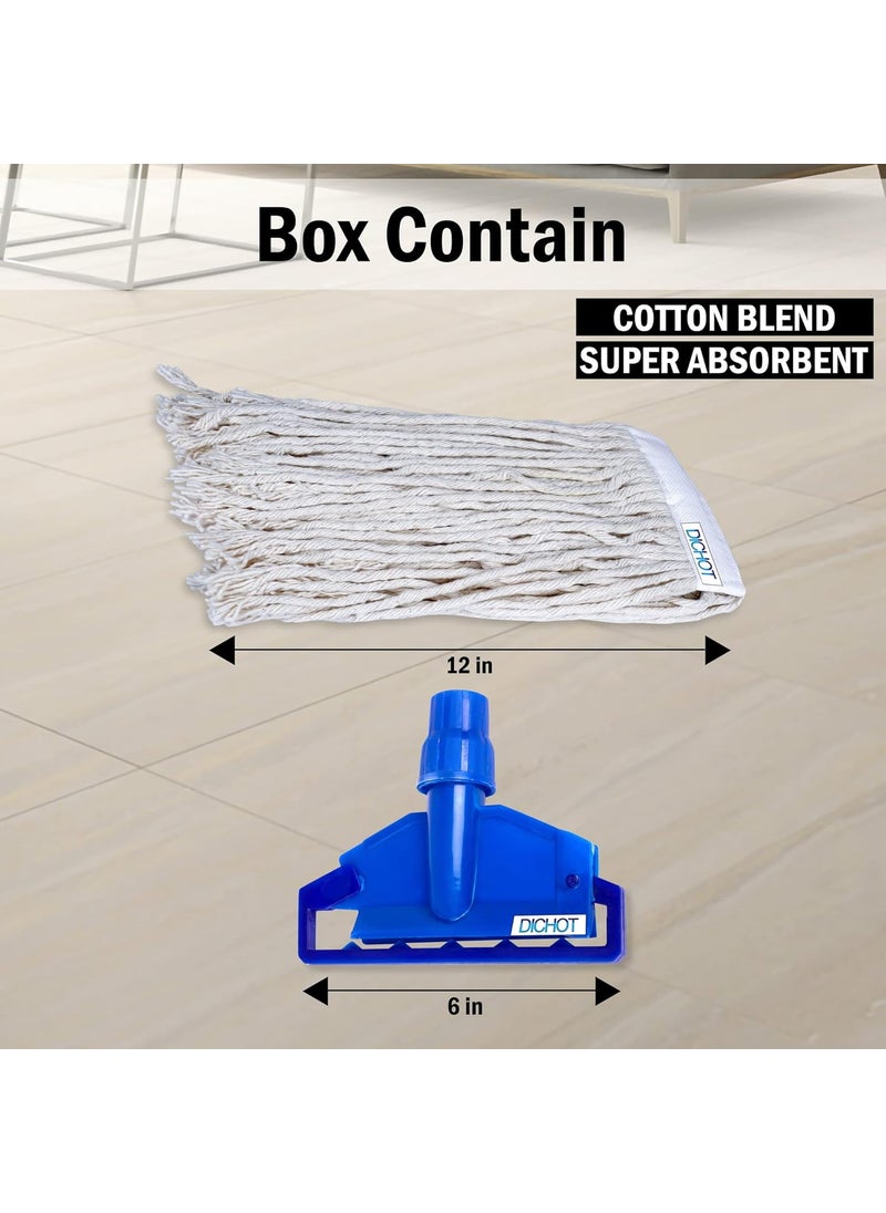 DICHOT DICHOT Wet Mop Refill 300 GM with Clip and Check Duster Cloth Blue Pack of 3  - Image 5