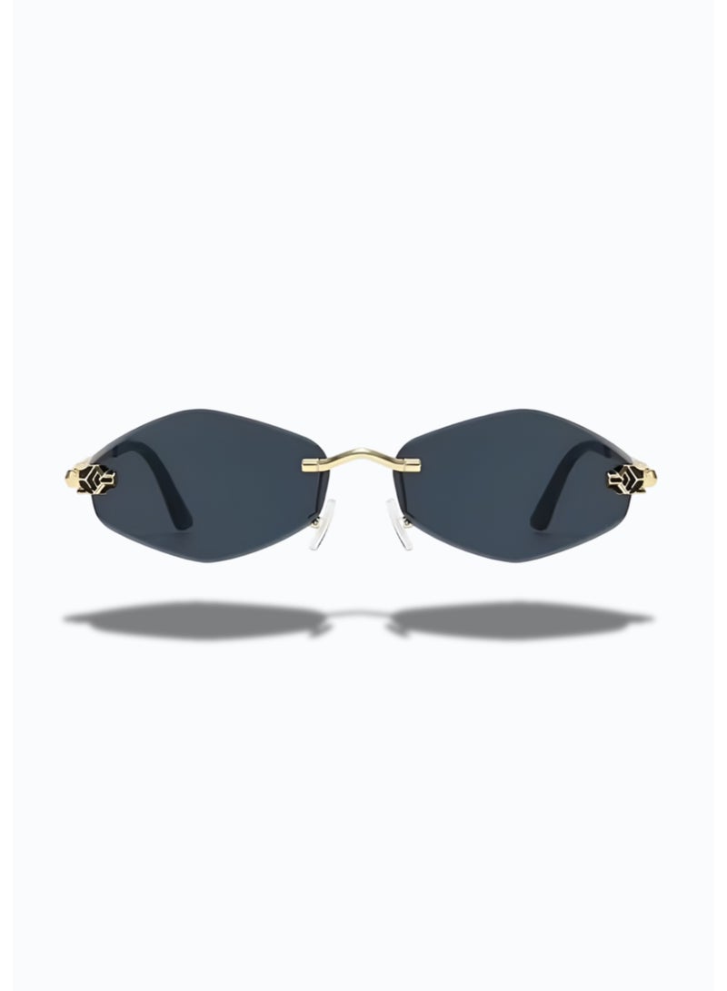 إم إي سي نظارات شمسية نسائية أنيقة بدون إطار على شكل ماسة بطبعة جلد النمر - إكسسوار عصري - Image 2