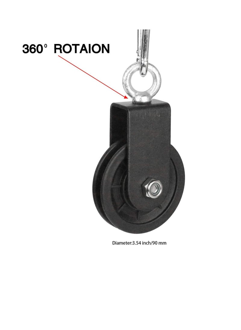 ماركة غير محددة 3.54 in/90 mm Cable Pulley 360 Degree Rotation Traction Wheel for LAT System DIY Attachment Lifting Blocks,hoists,Ladder Lift, Gym Equipment, Home Projects, Clothesline, Shop Lifts  - Image 4