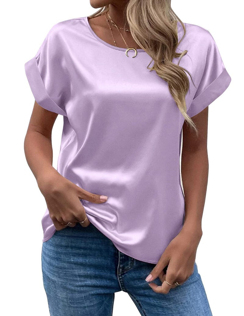 Fashion 2025 Summer Source Ol Temperament Sade Pullover Round Neck Straight Tube Women'S T-Shirt Primary Source - Image 1