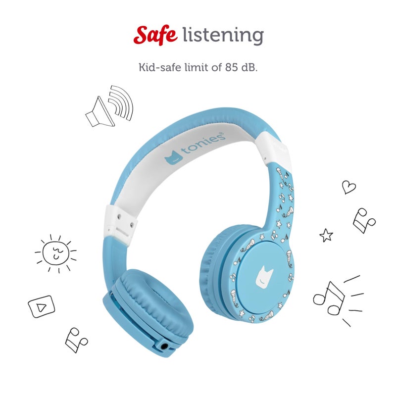 Tonies Foldable Wired Headphones for Kids - Comfortably Designed to fit On-Ear - Works with Toniebox and All 3.5mm Devices - Light Blue - Image 3