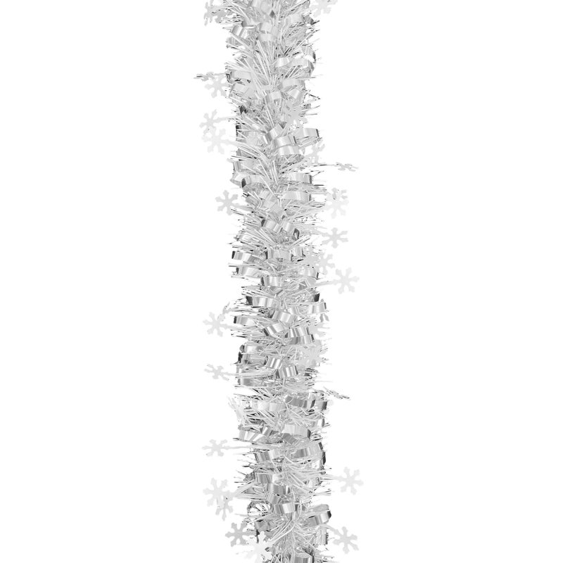 Tinsel Garland with Snowflake White/Silver 7x200cm