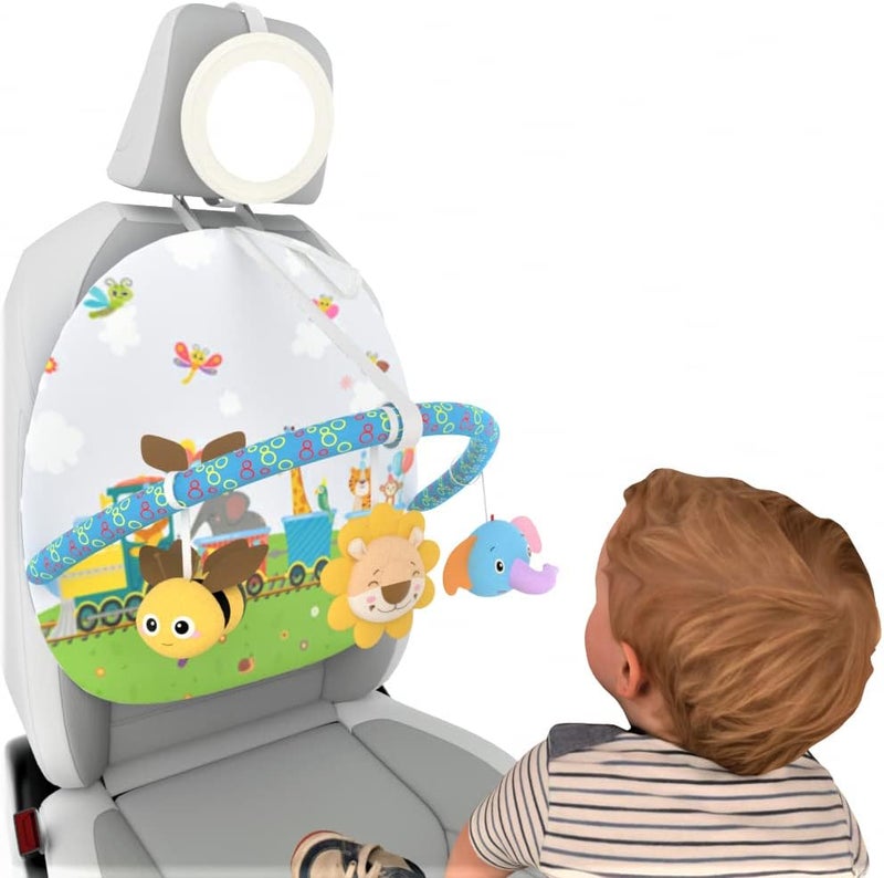 Caterbee Baby car seat toy with Rear Mirror and arch activity center for play and kick 0 Months up (Forest) - Image 1