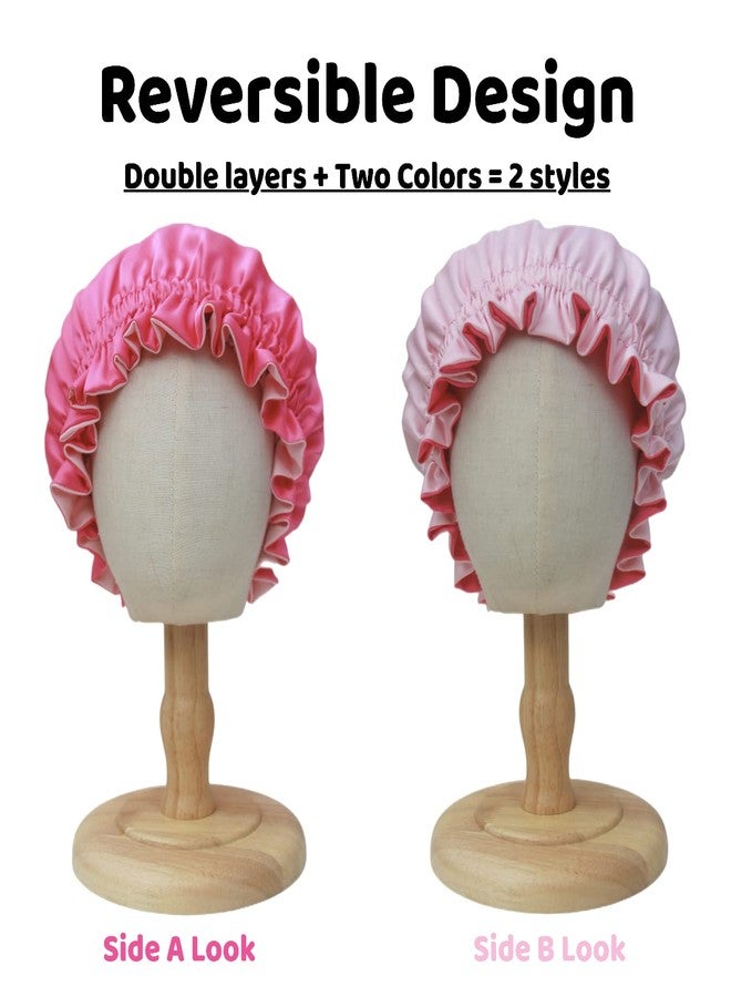 AKISS Reversible Satin Silk Sleep Hair Bonnet for Adult Women Mommy Large (Fuchsia/Pink, Adult L - Image 2
