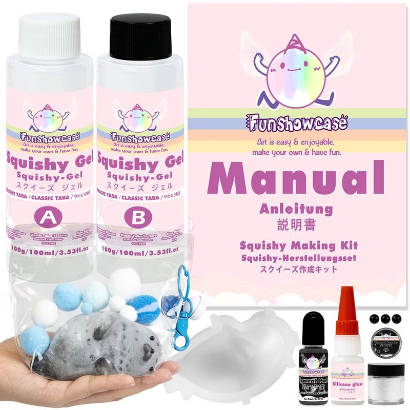 FUNSHOWCASE Taba Squishy Kit Seal Silicone Mold 4Liquid GelFlocking Cute Animal Maker Set - Image 2