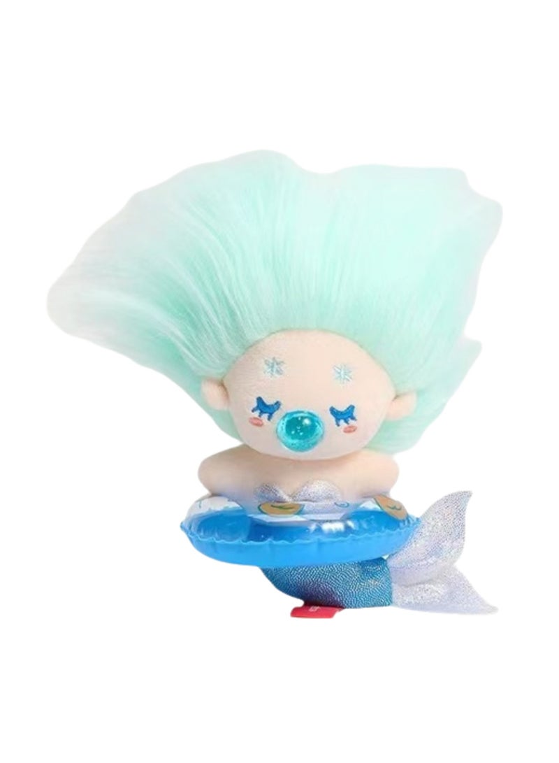 Diy Hairstyle Mermaid Plush Doll, Cute Plush Doll, Creative Gift For Friends (Blue-Haired Mermaid-Swimming Ring Doll)  - Image 1