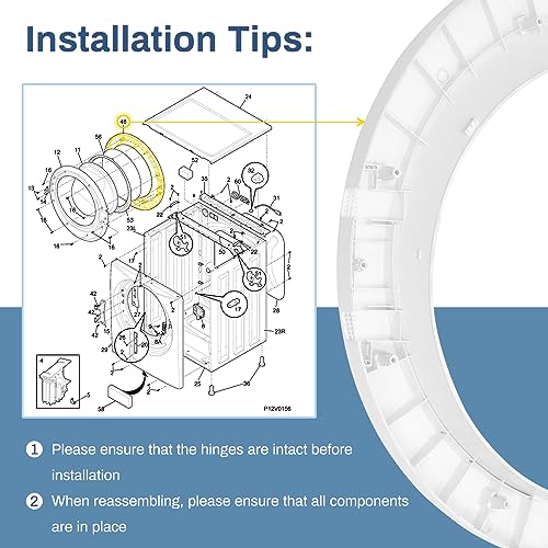 Feikeer 134550500 Washer Outer Door Panel Replace frigidaire 134550500 Door Panel, 134550500 Panel Compatible With frigidaire affinity Washer Outer Door Panel 134550560, crosley Washing Machine - Image 3