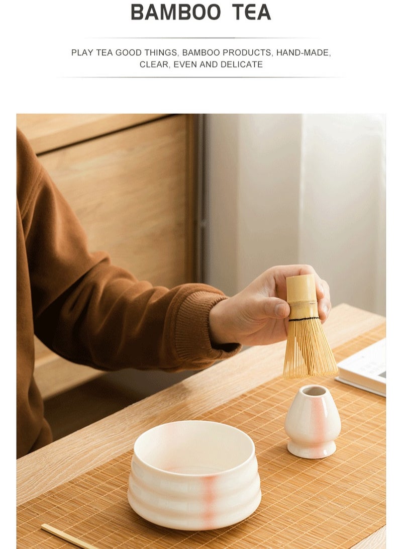 EZGOZ 4-Pieces Matcha Tea Set, Traditional Japanese Handmade Matcha Whisk Kit, Perfect for Tea Ceremony, Gift Giving, and Daily Relaxation-White&Red  - Image 3