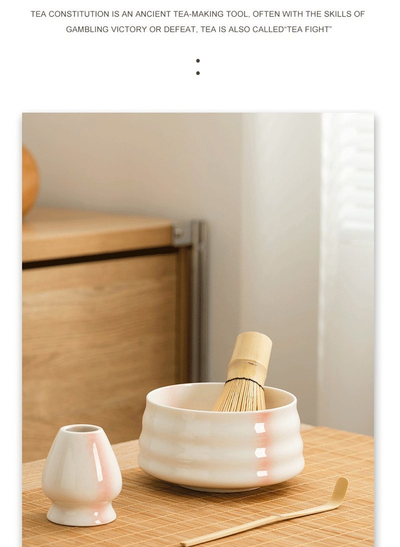 EZGOZ 4-Pieces Matcha Tea Set, Traditional Japanese Handmade Matcha Whisk Kit, Perfect for Tea Ceremony, Gift Giving, and Daily Relaxation-White&Red  - Image 5