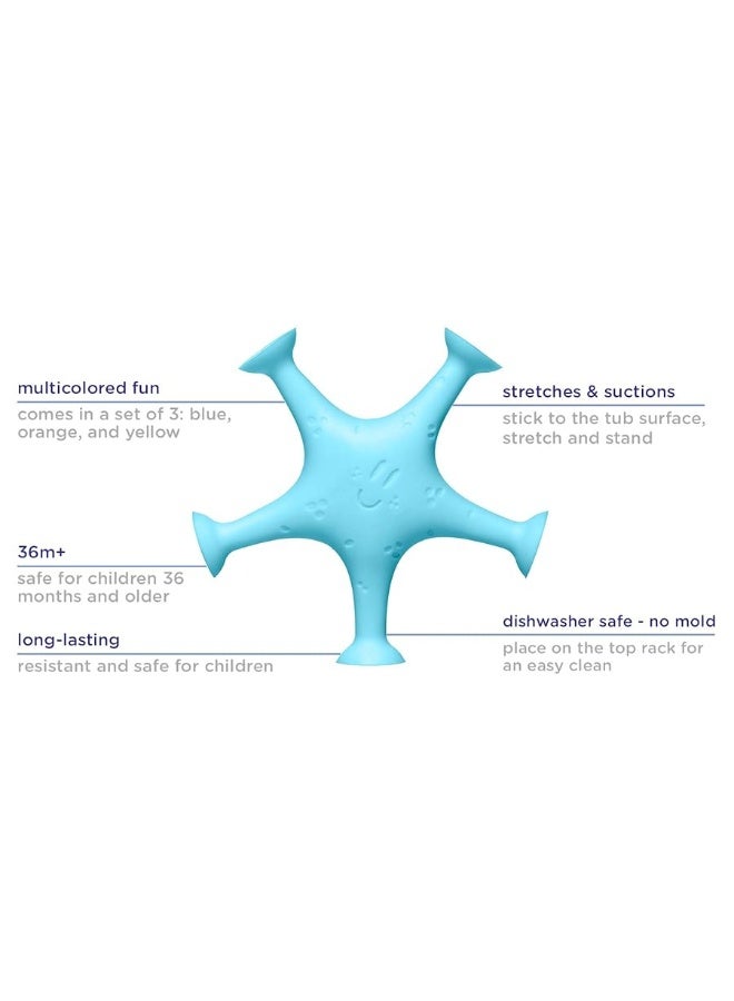 Ubbi Starfish Stretch and Suction Bath Toys, Baby Bath Accessory, Water Toys for Toddler Bath Time, Fun Baby Water Toys, Set of 3 - Image 1