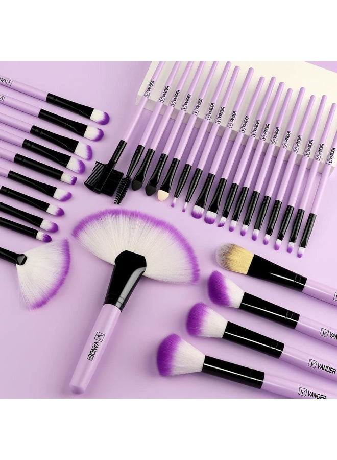 VANDER Make up Brushes, VANDER Professional 32pcs Makeup Brush Set, Makeup Brushes Set Foundation Blending Cosmetic Brush Set Kit,Purple - Image 4