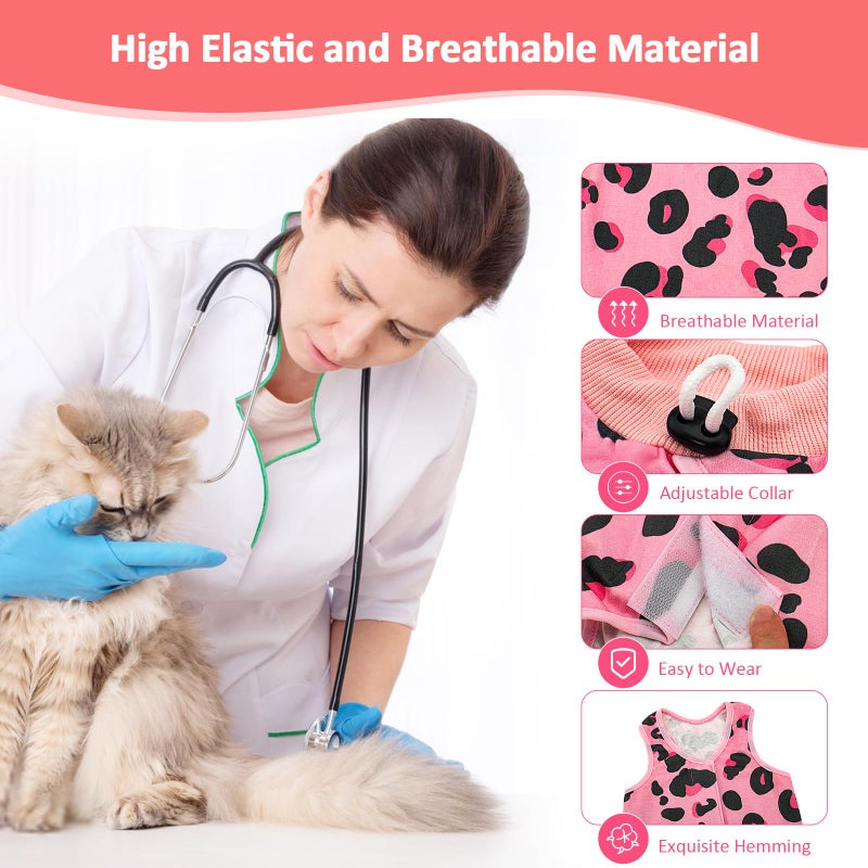 Coppthinktu 2 PCS Cat Recovery Suit Female Cat Onesie for Cats After Surgery Spay Abdominal Wounds, Kitten Surgery Recovery Suit Female Breathable E-Collar Alternative Kitten Onesie Anti Licking Medium - Image 4