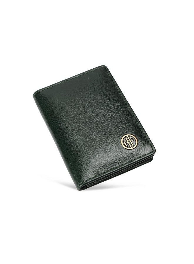 HAMMONDS FLYCATCHER Genuine Leather Card Holder for Men, Credit Card Holder, Slim Bi-Fold RFID Protected Credit Card Wallet for Men with 4 Card Slot (Fits Upto 8 Cards), Metal Snap Button - Green - Image 1