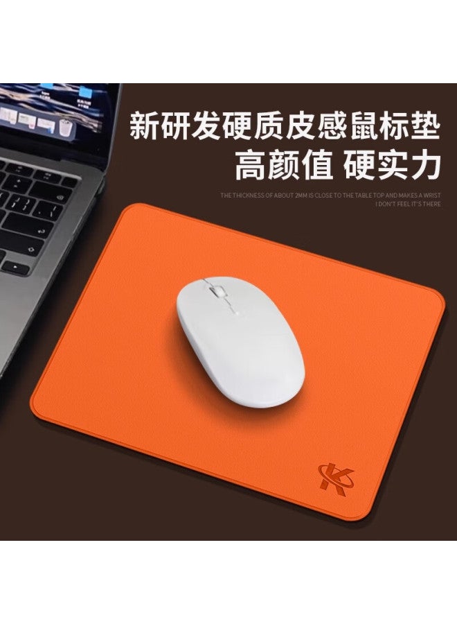 Kpte K1 Hard Leather Gaming Mouse Pad, Waterproof And Smooth For E-sports, Business Office Computer, Orange, 24*24cm