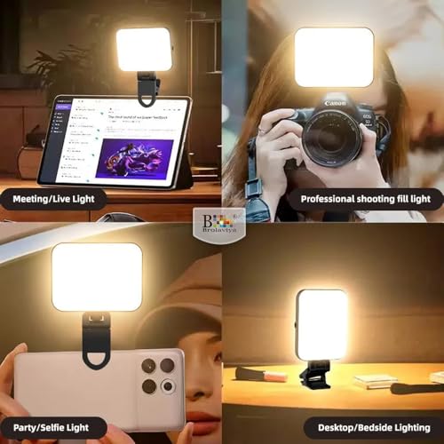 BROLAVIYA Magnetic Full RGB color LED video Light, 1800mAh Rechargeable, Adjustable Brightness, with Clip and ¼ thread, for Phones, Laptops, Cameras, Selfie, Photography, Video Conference, W 80, black - Image 2