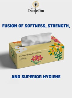 Dandelion Dandelion Ultra-Soft Facial Tissues – Total 2000 Sheets, 200 Pulls x 2 Ply, 5 Boxes, White  - Image 4