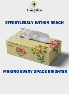Dandelion Dandelion Ultra-Soft Facial Tissues – Total 2000 Sheets, 200 Pulls x 2 Ply, 5 Boxes, White  - Image 5