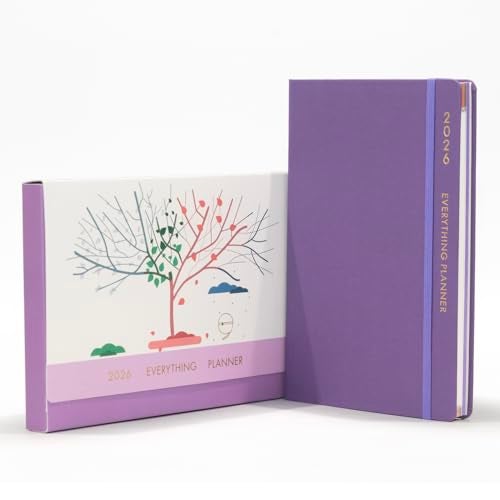 COMMA Everything Planner 2026 Gift Set | A5 Size New Year Diary, DIY Pen Stand, Pen and Sticky Notes | Budget & Mood Tracker, Birthdays, Shopping & Reading Lists and Travel Planner | Fabric Cover Material | (Purple) - Image 3