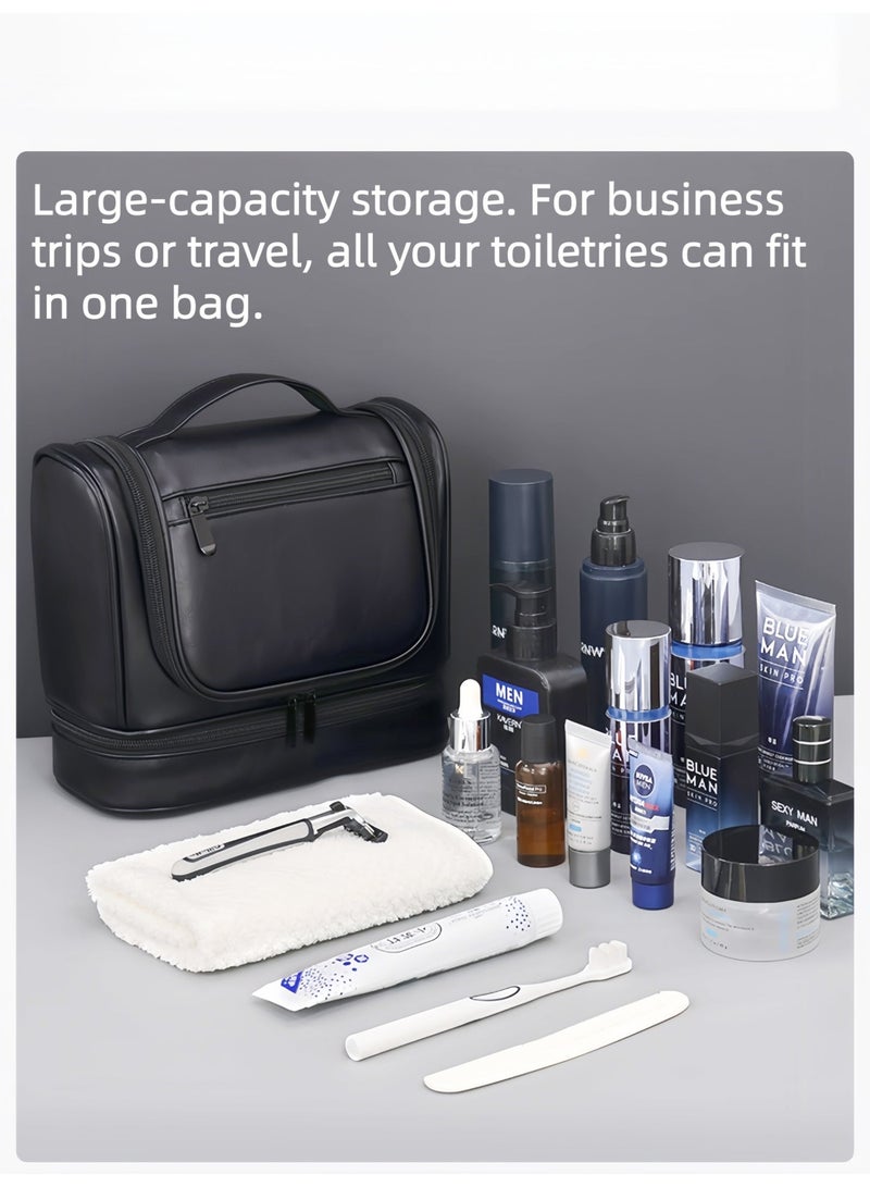 Hiras Toiletry Bags Travel Essentials Wash Bag with Hanging Hook Large Capacity Handbag Cosmetic Bag for Men & Women -Black - Image 5