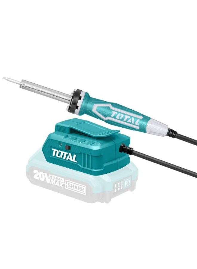 TOTAL 40-watt soldering iron works on a battery without a battery and charger