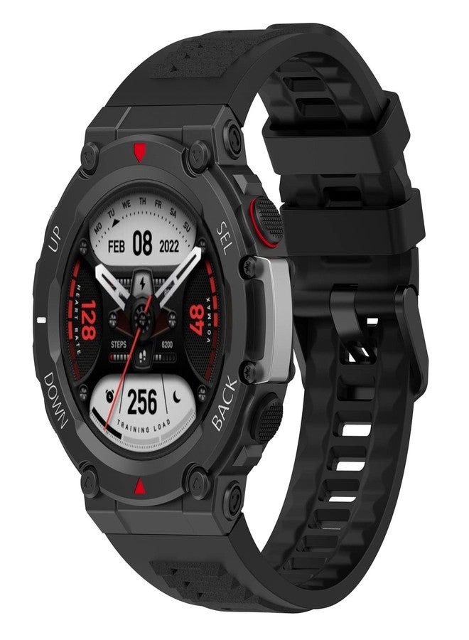 Lijinlan Compatible with Amazfit T-Rex 2 Watch Band Women Men, Replacement Soft Silicone Watch Bracelet Strap for Amazfit Trex 2 Smartwatch Accessory (Black) - Image 2