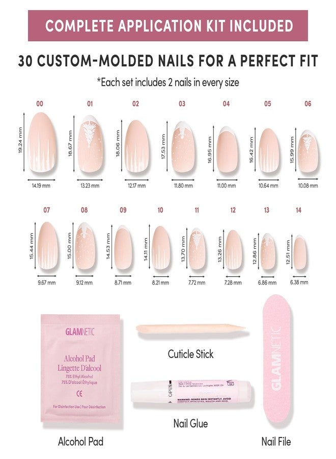 Glamnetic Press On Nails - Winter’s Tale | Short Oval Fake Nails with White French Tips, 3D Tree & Snow Design, Glossy Finish, Salon Quality Winter Nails | 15 Sizes, 30 Nail Kit with Glue - Image 4
