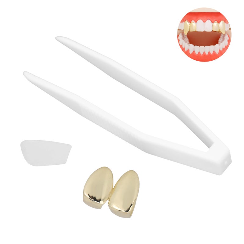 Plating Teeth Brace Fashionable Metal Teeth Decoration Jewelry for Halloween PartyGold - Image 1