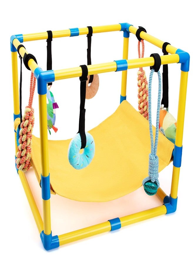 Fsawdnn Puppy Play Gym with 8 Hanging Toys, Indoor Puppy Jungle Gym with Interactive Dog Enrichment Toys.PVC Frame with Small Dogs Hammock Enrichment Activity Center - Image 1