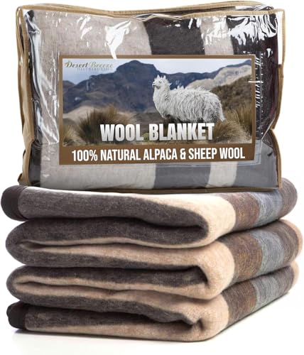 Natural Alpaca  Sheep Wool Blanket  Made in Peru  FullQueen Size  Heavyweight Warmth Thick Breathable Natural Texture  Scent 72 x 88 Inches 42 lbs  Made in Peru