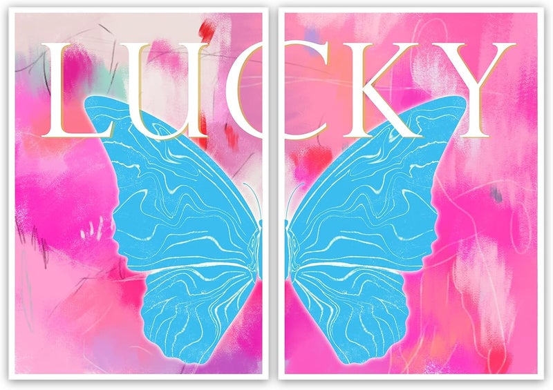 DFAIUY Pink Butterfly Wall Art Set - Image 1