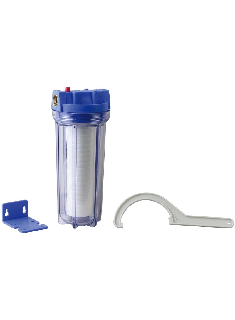So-Pure Single Stage Water Filter Housing with Sediment Cartridge – 10 Inch Clear Housing, Wall Mount Bracket & Wrench Tool Included – Inline Pre-Filter for Home & Office - Image 2