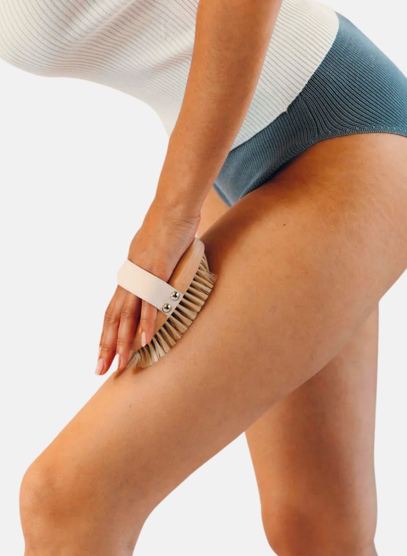 ELLY - Premium Set Exfoliation Dry & Wet | Exfoliator Glove + Dry Body Bath Brush Natural Bristles | Cellulite Reduction | Lymphatic Drainage - Image 3