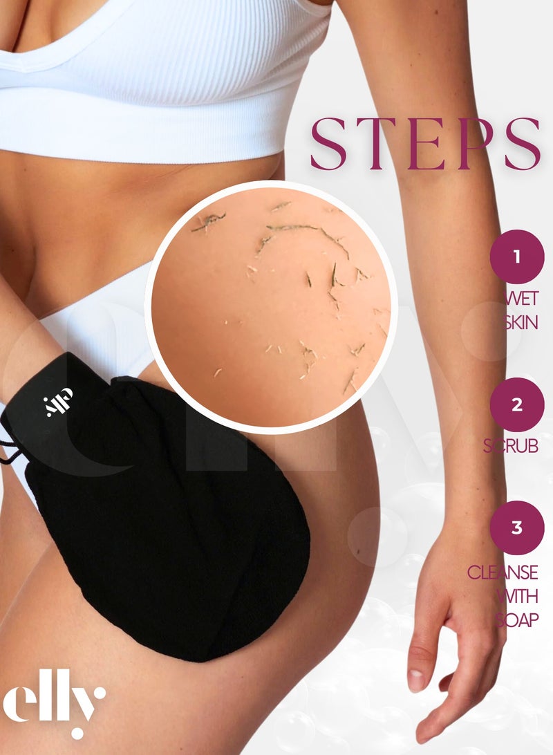 ELLY - Premium Set Exfoliation Dry & Wet | Exfoliator Glove + Dry Body Bath Brush Natural Bristles | Cellulite Reduction | Lymphatic Drainage - Image 4