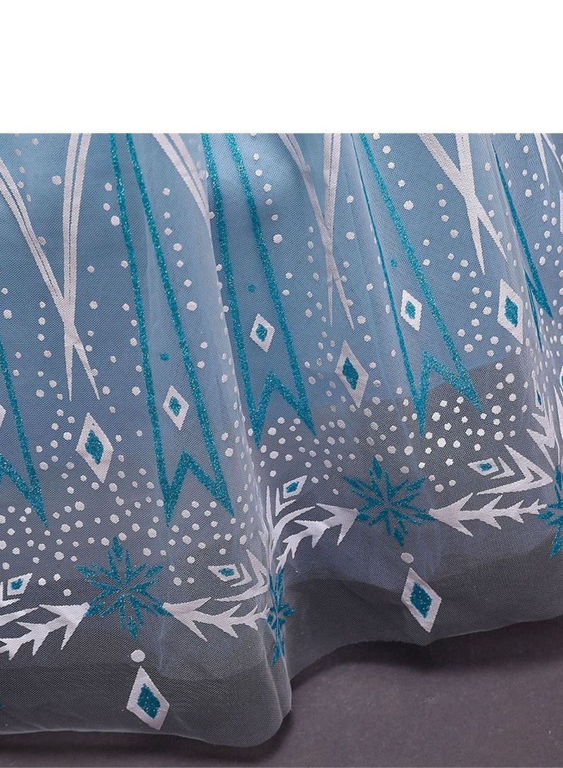 Frozen Princess Elsa Dress ，Girl Dress Up Costumes with Sequins, Printed Dress Hem，Elegant Cute Lightweight and Comfortable（Blue） - Image 4