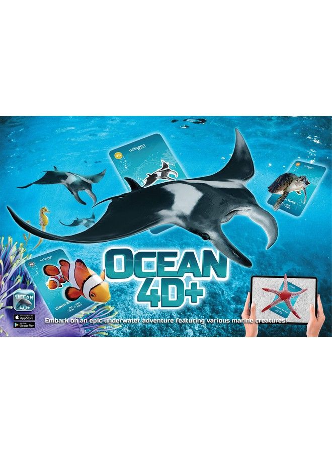 Octagon Studio Ocean 4D+ Augmented Reality Cards: Explore The Ocean And Its Creatures With 35 Cards Free App Maps Fact File And Detailed 3D Models - Image 2