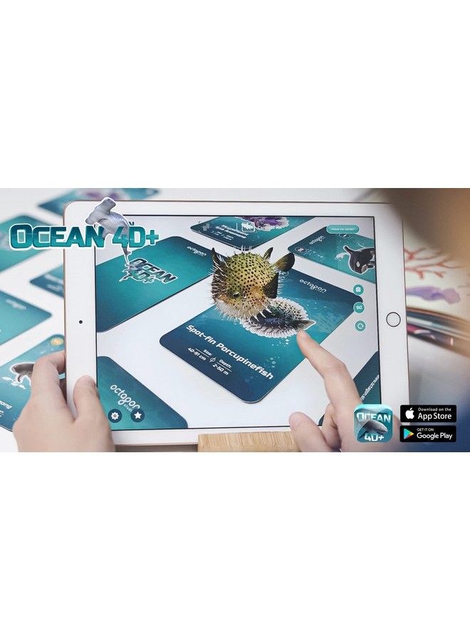Octagon Studio Ocean 4D+ Augmented Reality Cards: Explore The Ocean And Its Creatures With 35 Cards Free App Maps Fact File And Detailed 3D Models - Image 4