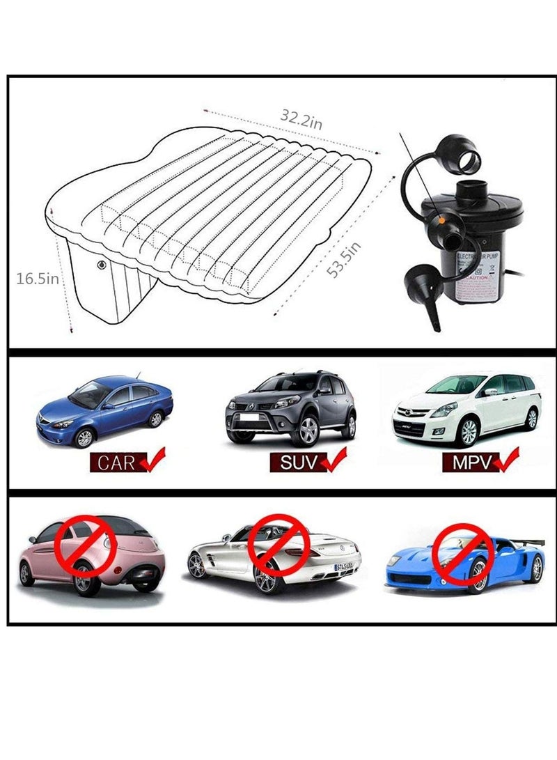 Portable Travel Car Bed Camping Inflatable Mattress With 2 Pillows Removable Backseat Air-Pump For Hiking Trips And Outdoor Activities Black - Image 3