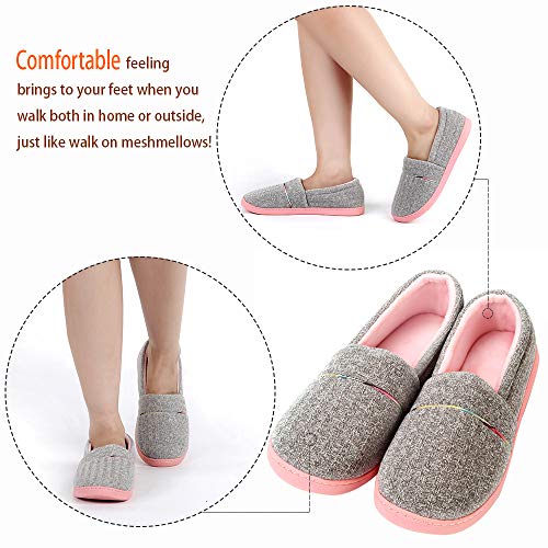 Urbancolor Women Washable Closed Back Indoor Slippers Anti-Slip House Slipper Breathable Home Shoes(8-9, Grey) - Image 4