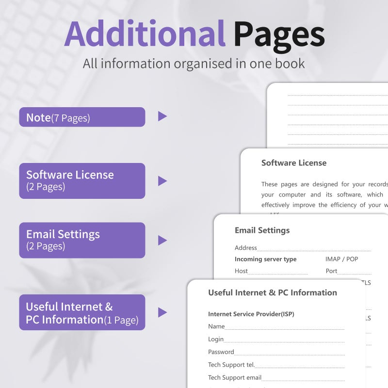 Blugool Password Book with Alphabetical Tabs, Password Keeper Book for Seniors, Hardcover Password Notebook for Individual & Colorful Tabs, Password Organizer for Website Logins, 5.3" x 7.7", Purple - Image 5